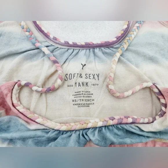 American Eagle Outfitters Soft & Sexy Braided Tie Dye Tank Top Size Extra Small - Picture 2 of 6